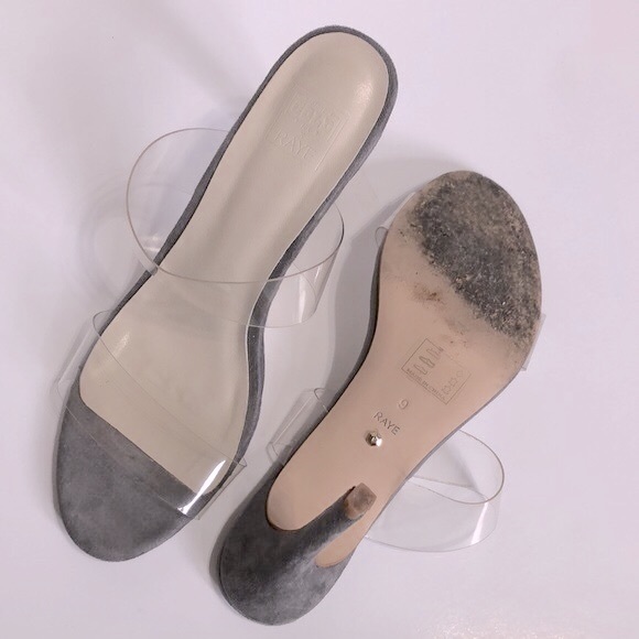 RAYE x Stone Cold Fox ‘Bacall’ Vinyl Strap Open Toe Heels in Smoke Grey - Picture 10 of 10